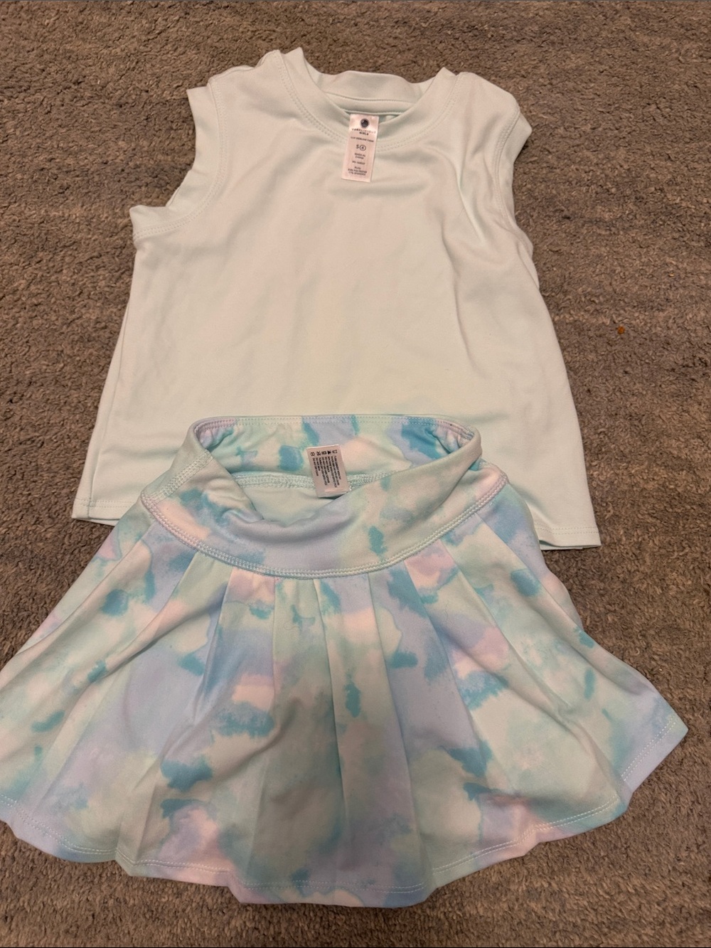 Yogalicious Light Aqua Tank and Pastel Tie-Dye Skort Set